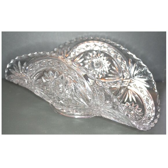 Vintage Clear Cut Glass Celery Dish Relish Bananas Serving Table Decor - Picture 4 of 7